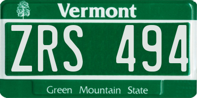VT license plate ZRS494