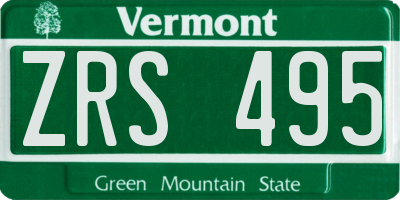 VT license plate ZRS495