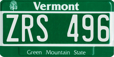 VT license plate ZRS496