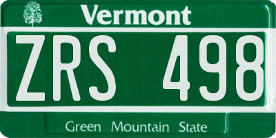 VT license plate ZRS498
