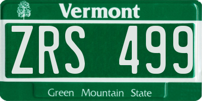 VT license plate ZRS499