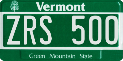 VT license plate ZRS500