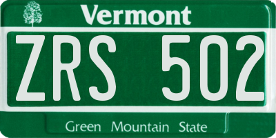 VT license plate ZRS502