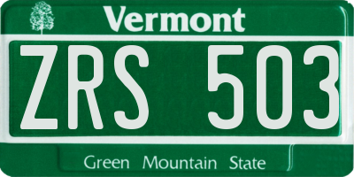 VT license plate ZRS503