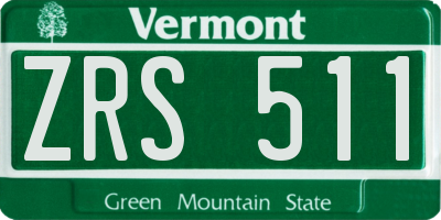 VT license plate ZRS511