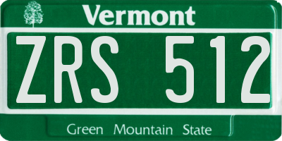 VT license plate ZRS512