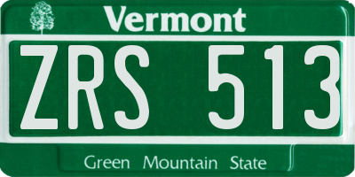 VT license plate ZRS513