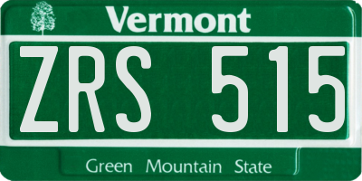 VT license plate ZRS515