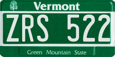 VT license plate ZRS522