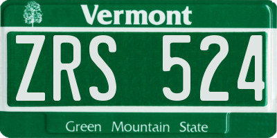 VT license plate ZRS524
