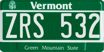 VT license plate ZRS532