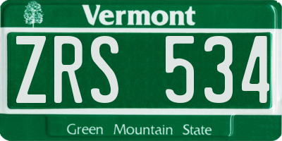 VT license plate ZRS534