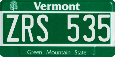 VT license plate ZRS535