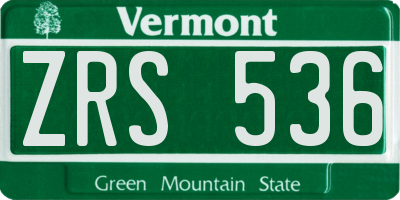 VT license plate ZRS536