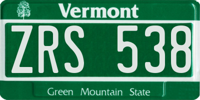 VT license plate ZRS538