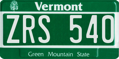 VT license plate ZRS540