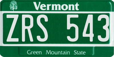 VT license plate ZRS543