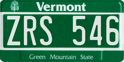 VT license plate ZRS546