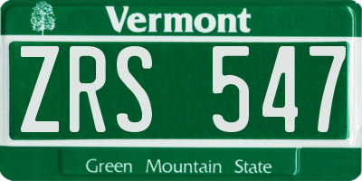 VT license plate ZRS547