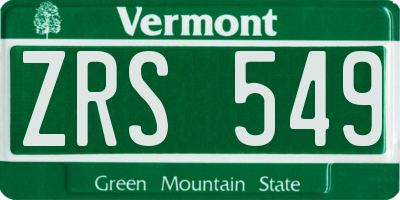 VT license plate ZRS549
