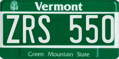 VT license plate ZRS550