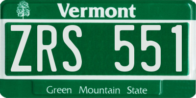 VT license plate ZRS551