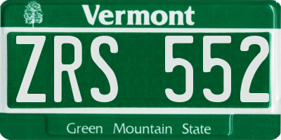 VT license plate ZRS552