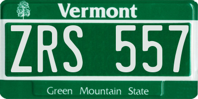 VT license plate ZRS557