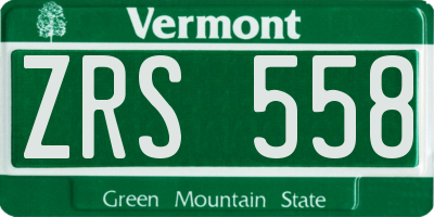 VT license plate ZRS558
