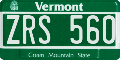 VT license plate ZRS560