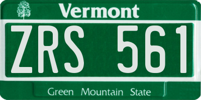 VT license plate ZRS561