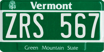 VT license plate ZRS567