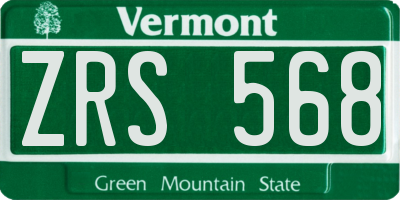 VT license plate ZRS568