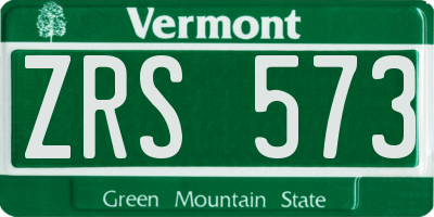 VT license plate ZRS573