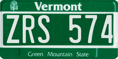 VT license plate ZRS574
