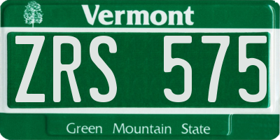 VT license plate ZRS575