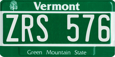 VT license plate ZRS576
