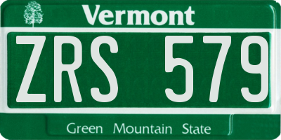 VT license plate ZRS579