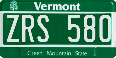 VT license plate ZRS580