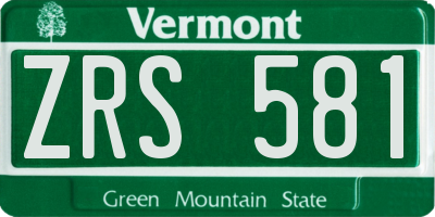 VT license plate ZRS581