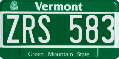 VT license plate ZRS583