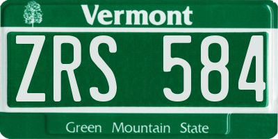 VT license plate ZRS584