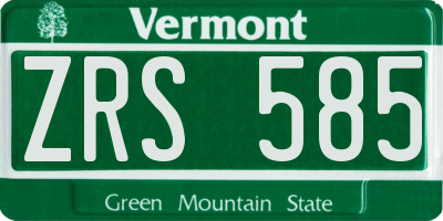VT license plate ZRS585