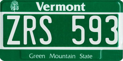 VT license plate ZRS593