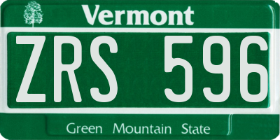 VT license plate ZRS596