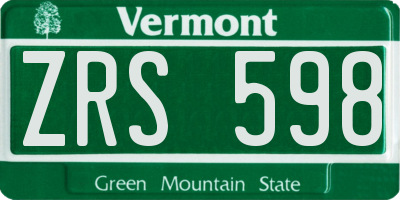 VT license plate ZRS598