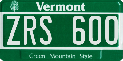 VT license plate ZRS600