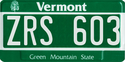 VT license plate ZRS603