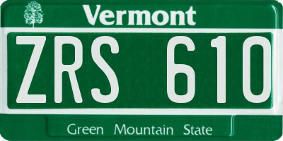 VT license plate ZRS610