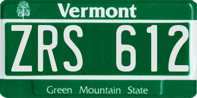 VT license plate ZRS612